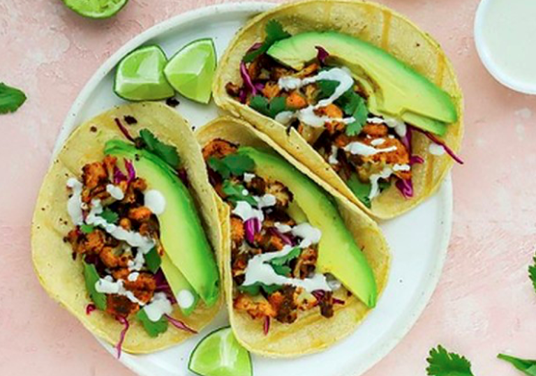 Cauliflower Tacos with Lime Crema - Mel Harris Nutrition, RD